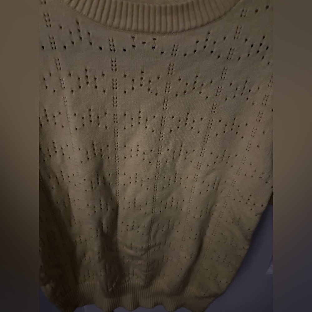 Yellow Women's Sweater Knit Top with puff sleeves - Picture 3 of 3